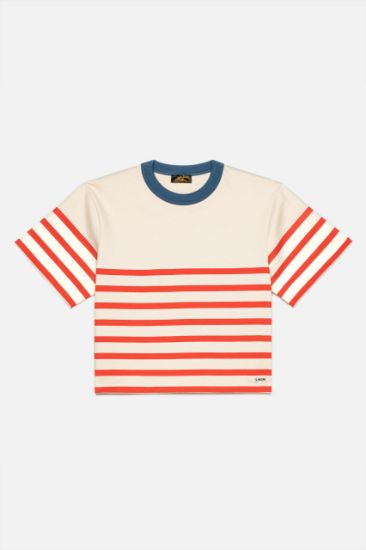 Le Mont Saint Michel - Tora– Striped T-Shirt (White Red) Women